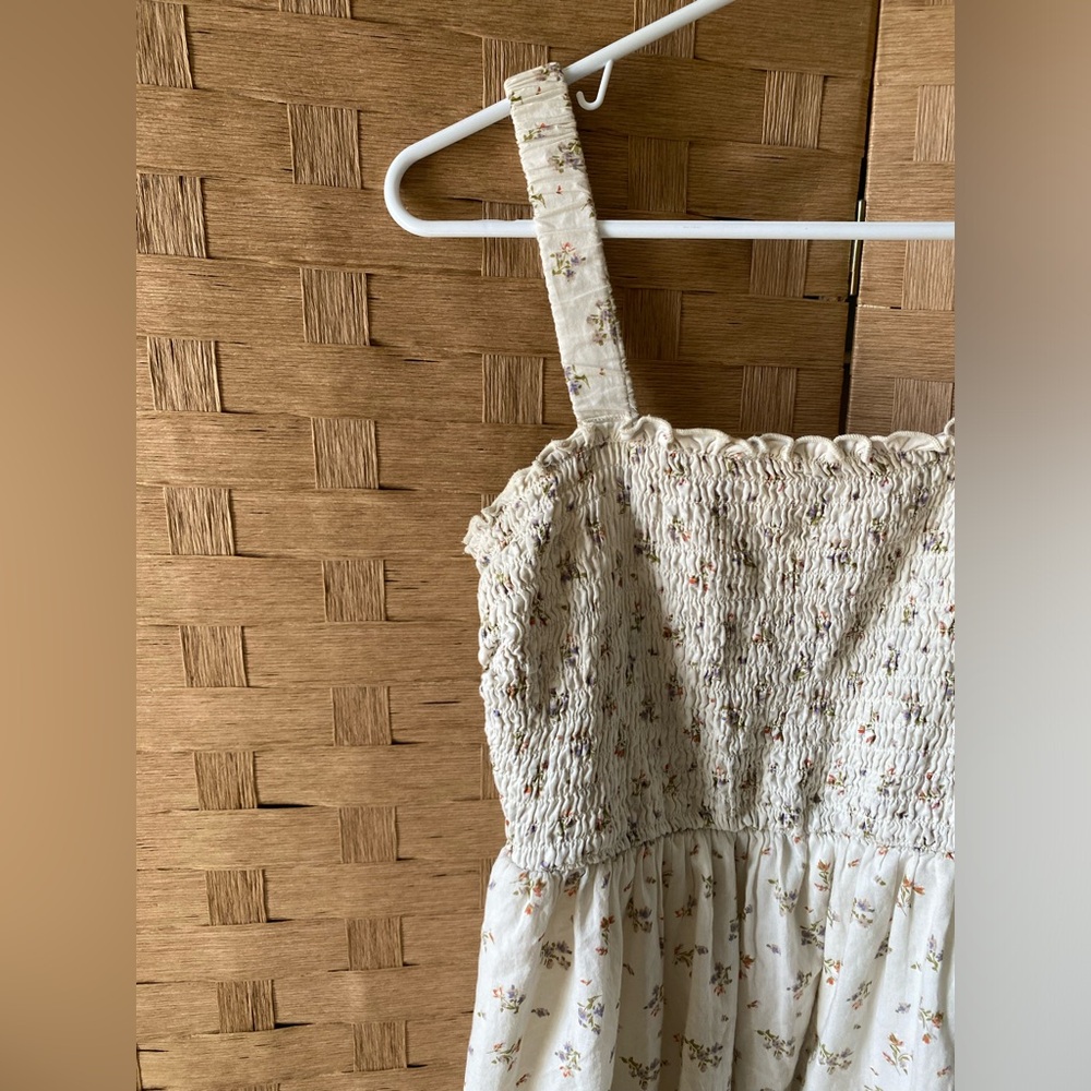 Light beige floral smocked dress